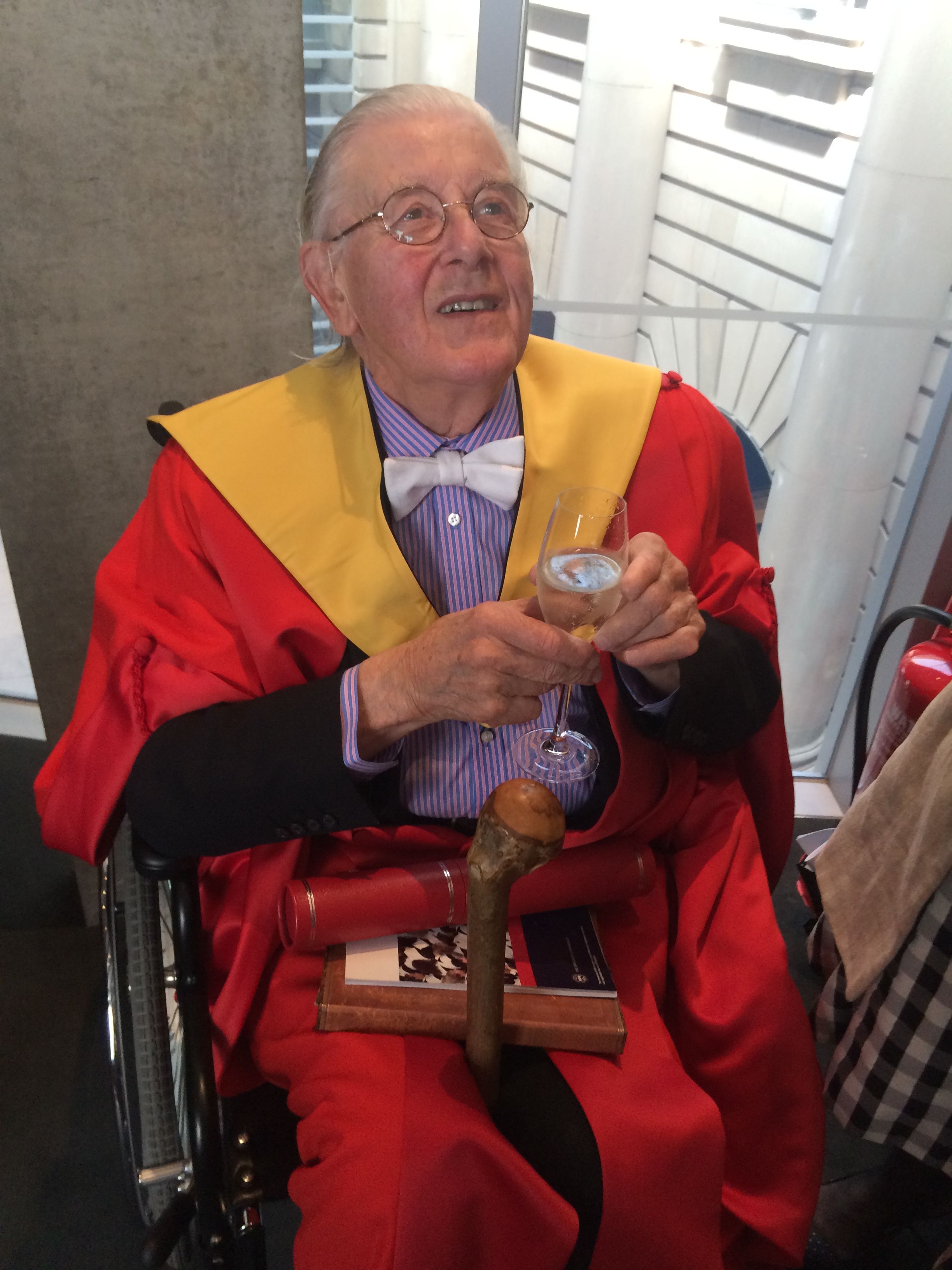 Patrick Reyntiens celebrating his doctorate from Edinburgh University on June 27th 2015